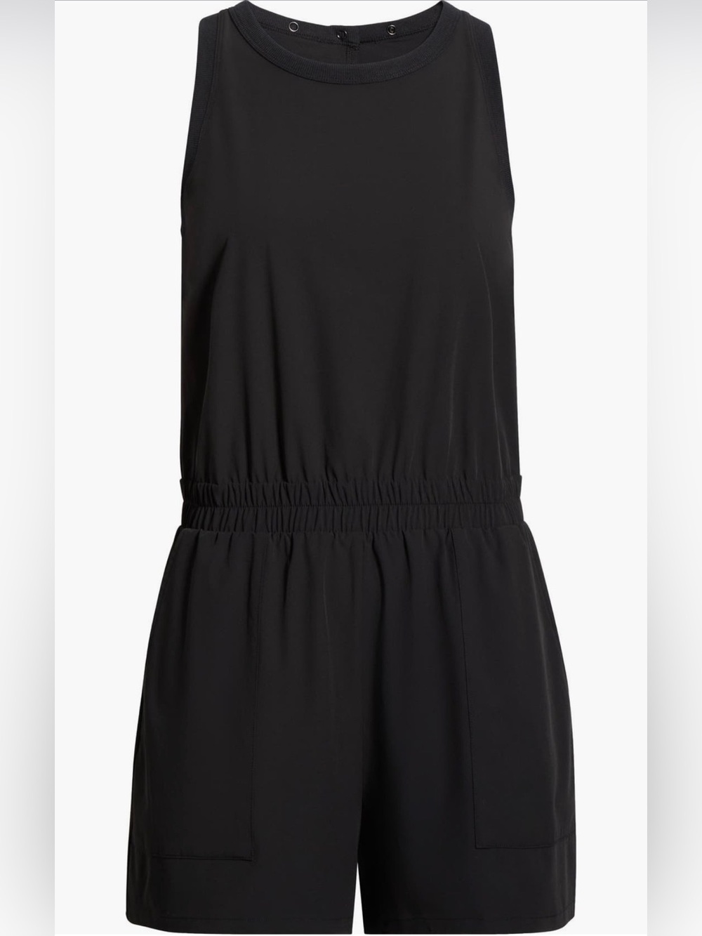 Zella Black Athletic Sleeveless Romper with Mesh Trim- Size L